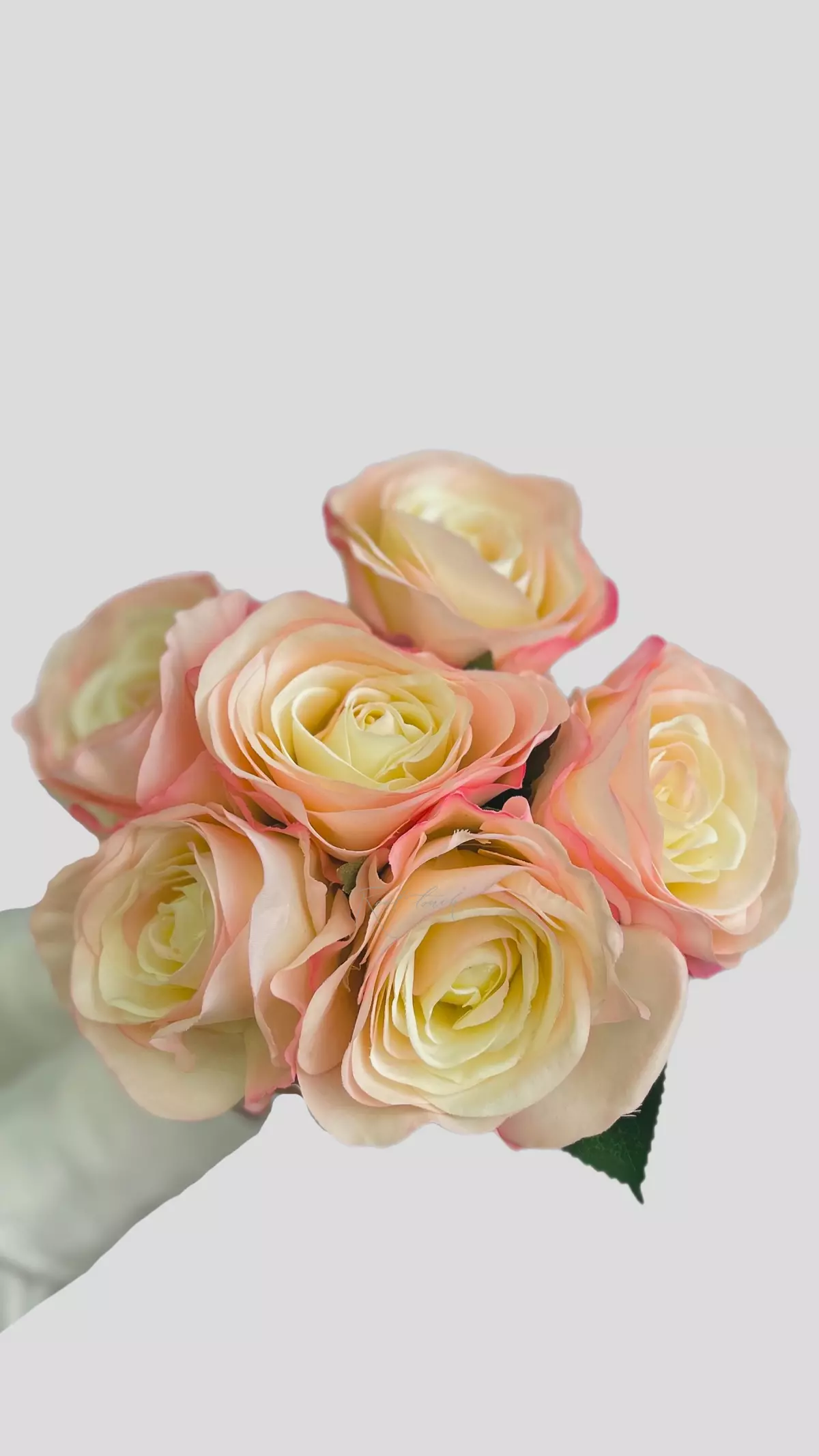 Real Touch Rose Bouquet Esperance (6 flowers) - peach pink