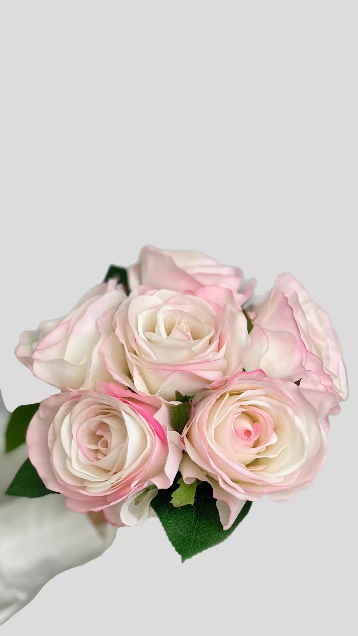 Real Touch Rose Bouquet Esperance (6 flowers) - white pink 