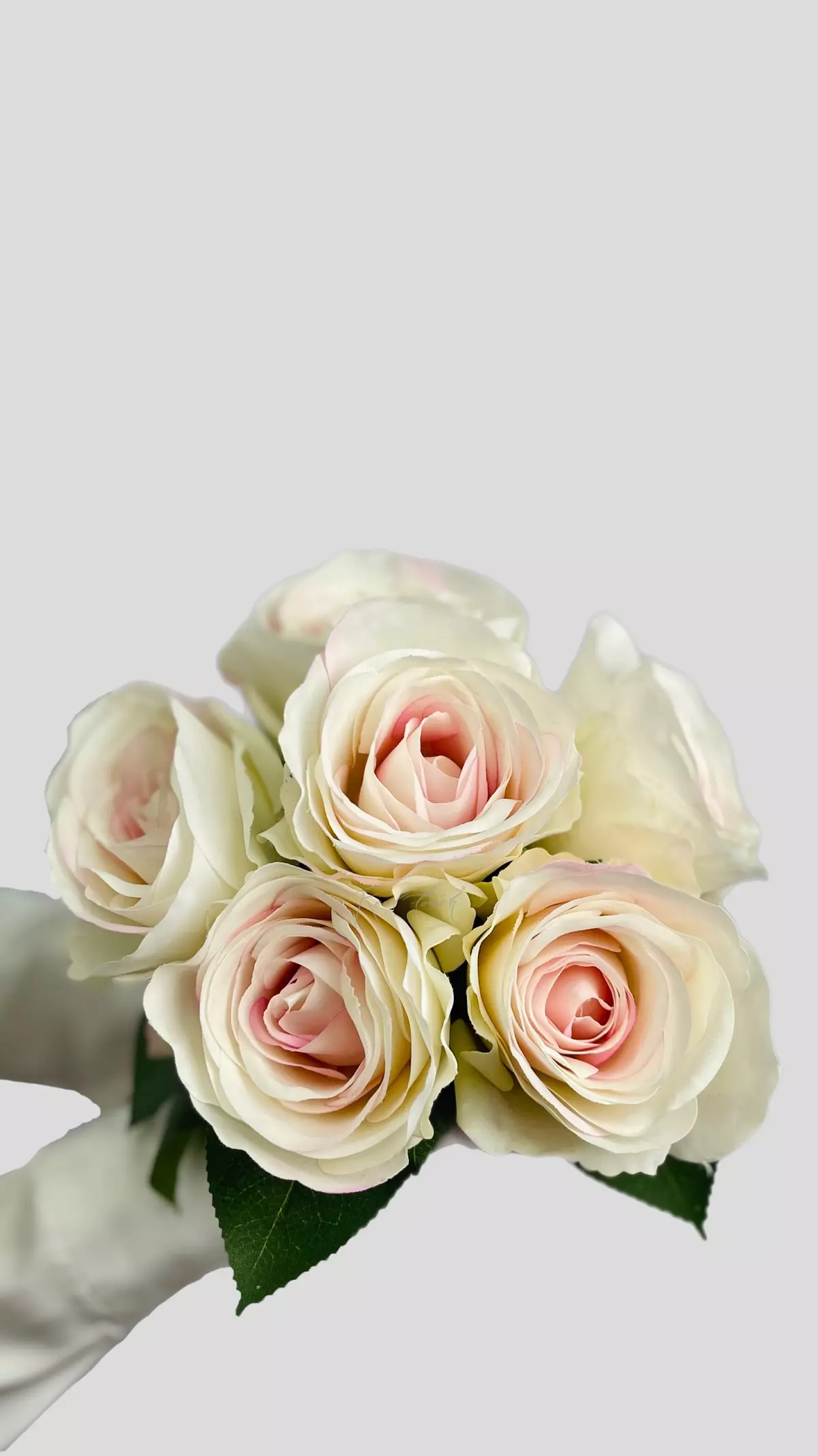 Real Touch Rose Bouquet Esperance (6 flowers) - cream pink