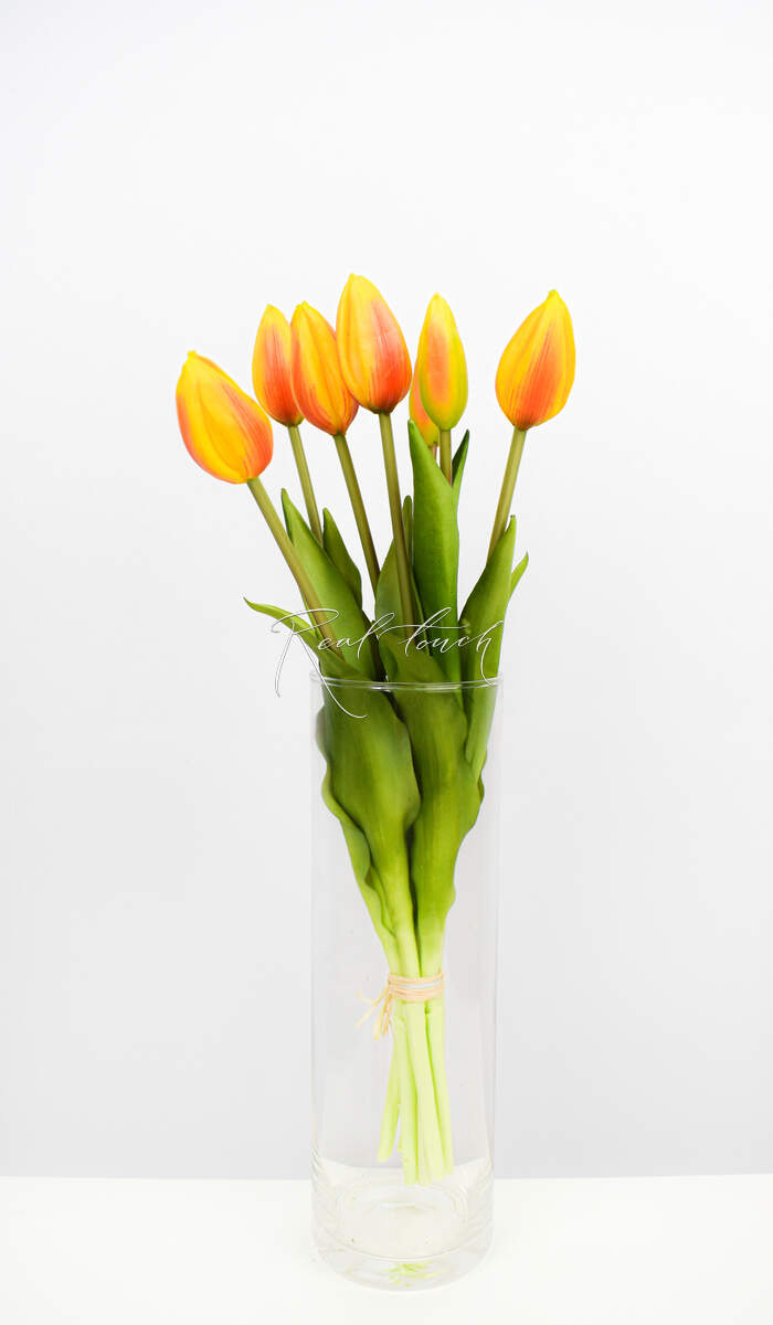 Real Touch Bouquet of closed tulips 4 3 orange