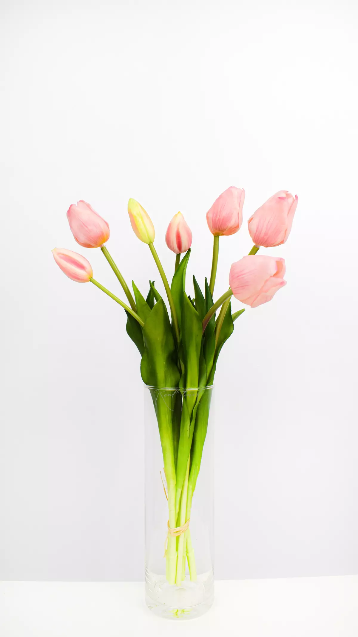 Real Touch Bouquet of classic tulips 4+3 - light pink