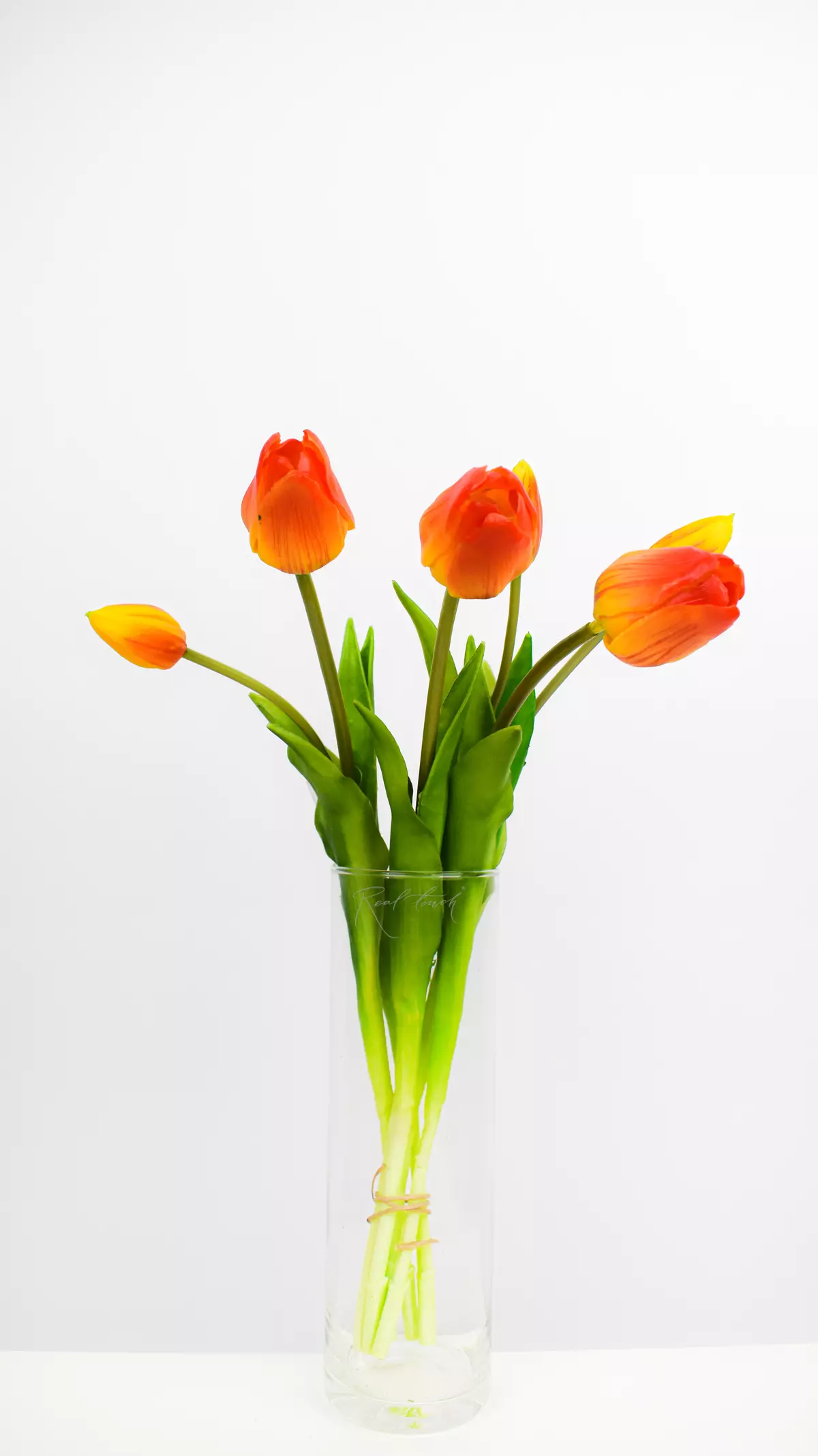Real Touch Bouquet of classic tulips 4+3 - orange