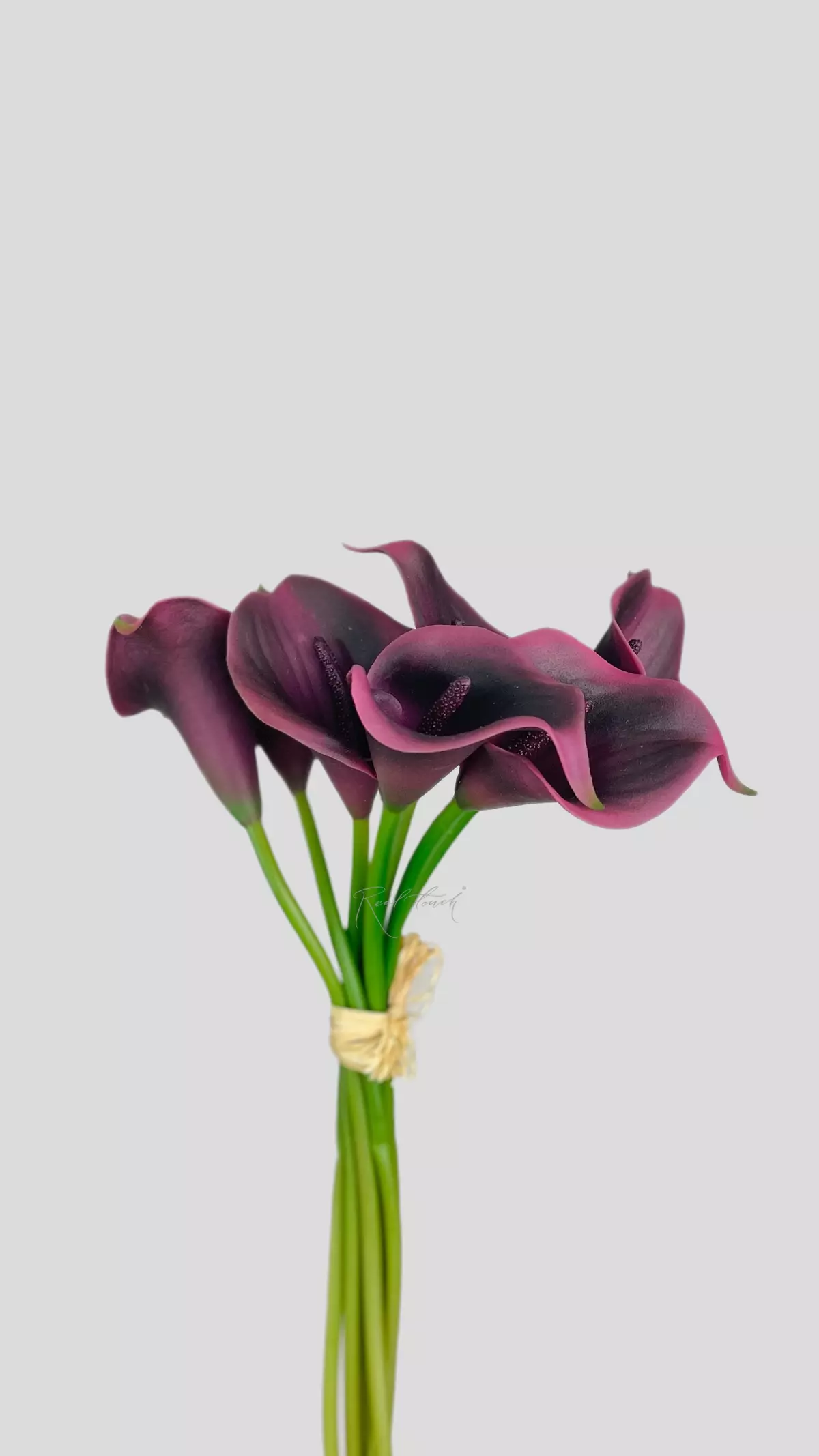 Real Touch Calla Lily Bouquet (9 flowers) - dark purple