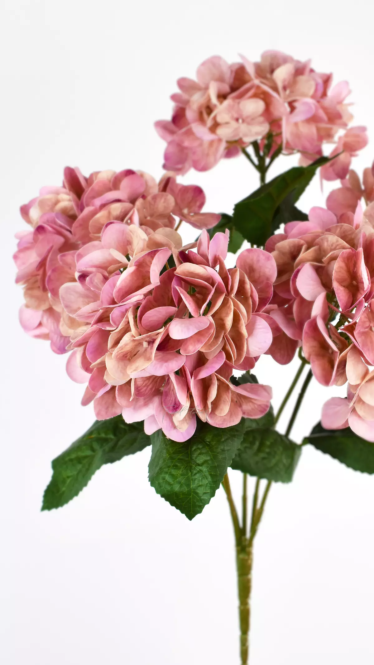 Real Touch hydrangea bush (5 blooms) - peach pink