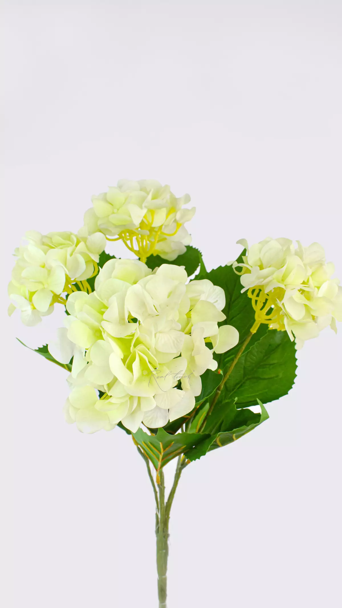 Real Touch hydrangea bush (5 blooms) - Soft light green